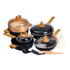 Набір посуду MGC 2 каструлі, 2 сковороди, сотейник, пароварка, ополоник, лопатка, фартух HP-4-412BL (LG-2358506279)