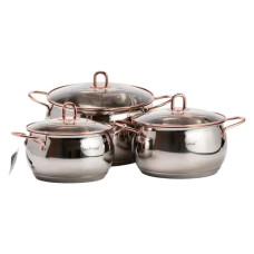 Набір каструль з нержавіючої сталі 3 штуки 6,1/2,6/3,6 л, хром HP33525W (LG-HP33525W)