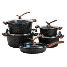 Набір каструль з антипригарним покриттям та кришкою з жароміцного скла HP33528B (LG-HP33528B)