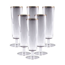 Келихи для шампанського із золотою облямівкою 6 штук по 300 мл HP82 (LG-2050941608) Келихи для шампанського із золотою облямівкою 6 штук по 300 мл HP82 (LG-2050941608)