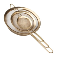 Набор ситечек 3 штуки для чая круп и муки 8,14 и 20 см  из нержавеющей стали Золотистый HP-19-21