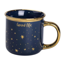 Чашка фарфоровая с золотым ободком и позолоченной ручкой 320 (мл) Good life Синяя RX-N231506BL Чашка фарфоровая с золотым ободком и позолоченной ручкой 320 (мл) Good life Синяя RX-N231506BL