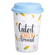 фарфоровый стакан с силиконовой крышкой и отверстием для трубочки 420 мл RX-N240546CA