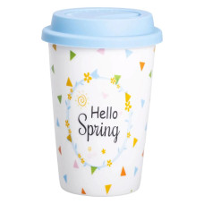 Фарфоровый стакан с силиконовой крышкой и отверстием для трубочки 420 мл RX-N240546HS Фарфоровый стакан с силиконовой крышкой и отверстием для трубочки 420 мл RX-N240546HS