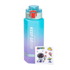 Пляшка для води Keep Going 650 мл з наклейками блакитна (LG-2394098914) Пляшка для води Keep Going 650 мл з наклейками блакитна (LG-2394098914)
