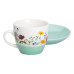 фарфоровая чашка с блюдцем 250 мл с цветами Зеленая RX-N24723GR