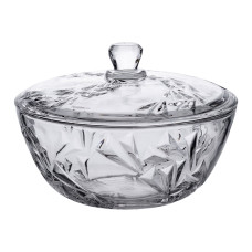Салатница стеклянная с крышкой 24 см под хрусталь HP-YH-62