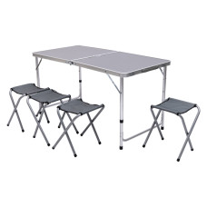 Розкладний стіл + 4 стільці кемпінговий набір для пікніка, риболовлі, відпочинку, туризму Сірий JY-12060G (LG-JY-12060G)