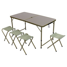 Раскладной стол + 4 стула кемпинговый набор для пикника, рыбалки, отдыха, туризма Зеленый JY-12060GR (LG-JY-12060GR)