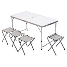 Набір складних меблів для кемпінгу стіл + 4 стільці набір меблів для пікніка туристичний Білий JY-12060W (LG-JY-12060W)