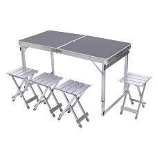 Розкладний стіл + 4 стільці кемпінговий набір для пікніка, риболовлі, відпочинку, туризму Чорний JY-12061B (LG-JY-12061B)