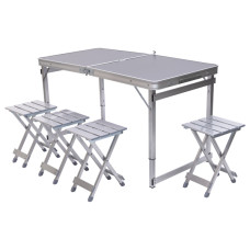 Розкладний стіл + 4 стільці кемпінговий набір для пікніка, риболовлі, відпочинку, туризму Сірий JY-12061G (LG-JY-12061G)