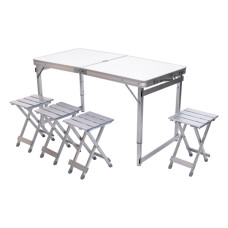 Розкладний стіл + 4 стільці кемпінговий набір для пікніка, риболовлі, відпочинку, туризму Білий JY-12061W (LG-JY-12061W)