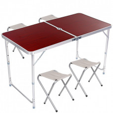 Стол для пикника раскладной Folding Table с стульями Коричневый