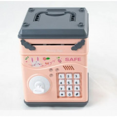 Электронная детская копилка Сейф Piggy Bank с кодовым замком Персиковый