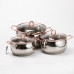 Набір каструль з нержавіючої сталі 3 штуки 6,1/2,6/3,6 л, хром HP33525W (LG-HP33525W)