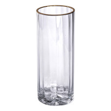 Декоративна ваза для квітів із прозорого скла із золотою окантовкою 25 см HP-1707 (LG-2350684491) Декоративна ваза для квітів із прозорого скла із золотою окантовкою 25 см HP-1707 (LG-2350684491)