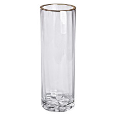 Декоративна скляна ваза для квітів із золотою окантовкою 29,5 см. (LG-2350684492) Декоративна скляна ваза для квітів із золотою окантовкою 29,5 см. (LG-2350684492)