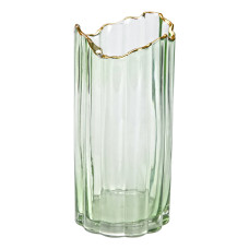 Декоративна ваза із зеленого скла із золотим обідком 24,5 см HP-1715 (LG-2350684499) Декоративна ваза із зеленого скла із золотим обідком 24,5 см HP-1715 (LG-2350684499)