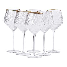 Набір фактурних келихів, 600 мл з тонкою ніжкою, комплект з 6, для вина HP-16-3 (LG-2350684517)