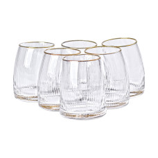 Набір із 6 склянок 400 мл із вигнутими стінками та вертикальним рифленням HP-16-20 (LG-2350684534) Набір із 6 склянок 400 мл із вигнутими стінками та вертикальним рифленням HP-16-20 (LG-2350684534)