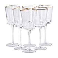 Набір з 6 келихів 350 мл, для вина із золотим обідком HP-16-22 (LG-2350684536)