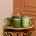 Чайний сервіз на 6 персон з бамбуковою обертовою підставкою, зелений HP-15-23 (LG-2350684561)