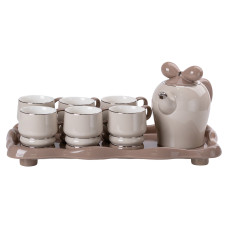 Чайний набір на 6 персон із порцелянаовою підставкою, сірий HP-15-28 (LG-2350684566) Чайний набір на 6 персон із порцелянаовою підставкою, сірий HP-15-28 (LG-2350684566)