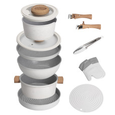 Набір алюмінієвого посуду MGC з антипригарним покриттям 11 предметів білий HP-4-405 (LG-2358506249)