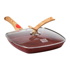 Алюмінієва сковорода-гриль 28 см зі скляною кришкою Square Red MGC HP-4-462R (LG-2358506389)