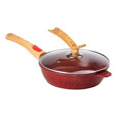 Алюмінієва глибока сковорода (2,4 л) зі скляною кришкою Ø 24 см Червоний MGC HP-4-463R (LG-2358506392)