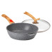 Алюмінієва глибока сковорода (2,8 л) зі скляною кришкою Ø 26 см сіра MGC HP-4-464G (LG-2358506393)