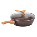 Сковорода алюмінієва 3.5 літра глибока зі скляною кришкою Ø 28 см кавова MGC HP-4-465CO (LG-2358506396)