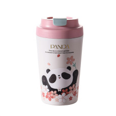 Термочашка Panda з порцелянаовою колбою 380 мл Рожева HP-14-12P (LG-2394098847)