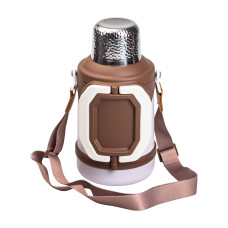 Термос Vacuum Cup 1.5 літра з ремінцем і складною ручкою коричневий (LG-2394098872) Термос Vacuum Cup 1.5 літра з ремінцем і складною ручкою коричневий (LG-2394098872)