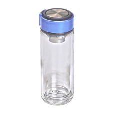 Термос скляний з подвійними стінками та ситечком 330 мл синій (LG-2394098905) Термос скляний з подвійними стінками та ситечком 330 мл синій (LG-2394098905)