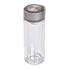 Термос скляний з подвійними стінками та ситечком 330 мл сірий (LG-2394098906) Термос скляний з подвійними стінками та ситечком 330 мл сірий (LG-2394098906)