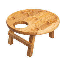 Винний столик-менажниця з дерева 35 см круглий на ніжках дуб (LG-BWR350180)