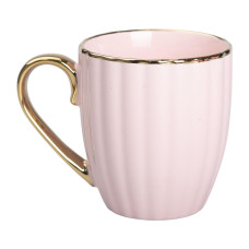 Чашка фарфоровая с золотым ободком и золотой ручкой 420 (мл) Розовая RX-N240629P Чашка фарфоровая с золотым ободком и золотой ручкой 420 (мл) Розовая RX-N240629P