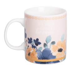 Кружка фарфоровая с цветочным принтом 400 (мл) для чая и кофе RX-N240139CR