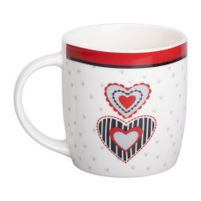 Чашка фарфоровая 400 (мл) с сердечками для чая и кофе Lugi RX-N240147W Чашка фарфоровая 400 (мл) с сердечками для чая и кофе Lugi RX-N240147W