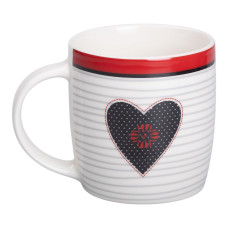 Чашка фарфоровая 400 (мл) для чая и кофе с сердцем Lugi RX-N240147WB Чашка фарфоровая 400 (мл) для чая и кофе с сердцем Lugi RX-N240147WB
