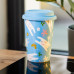 фарфоровый стакан с силиконовой крышкой и отверстием для трубочки 420 мл Голубой RX-N240546BL