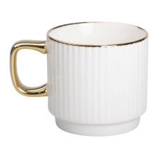 Чашка фарфоровая с золотым ободком и золотой ручкой 300 (мл) Белая RX-N231129W Чашка фарфоровая с золотым ободком и золотой ручкой 300 (мл) Белая RX-N231129W
