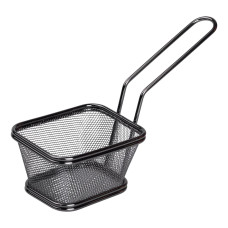 Корзина сервировочная для подачи картофеля фри и снеков 10.5×9×5.5 см Черная HP-19-4-S-B