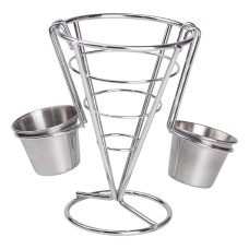 Корзинка для картошки фри и снеков с 2 соусниками 50 мл конусная 15х15х13.5 см HP-19-7 Корзинка для картошки фри и снеков с 2 соусниками 50 мл конусная 15х15х13.5 см HP-19-7