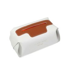 Салфетница из эко кожи 21х12х8 см контейнер для салфеток в автомобиль Белый HP-3-210W