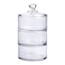 Конфетница трехъярусная стеклянная  Ø 10 см с крышкой HP-YH-22