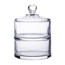 Конфетница двухъярусная стеклянная см с крышкой круглая HP-YH-23 Конфетница двухъярусная стеклянная см с крышкой круглая HP-YH-23