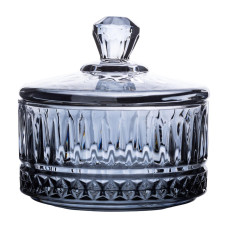 Конфетница с крышкой Ø 10 см стеклянная Серая HP-YH-78 Конфетница с крышкой Ø 10 см стеклянная Серая HP-YH-78